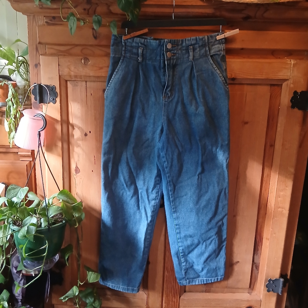 High Waist Le Lis Cropped Wide Leg Denim Jeans SIZE Large Boho Western